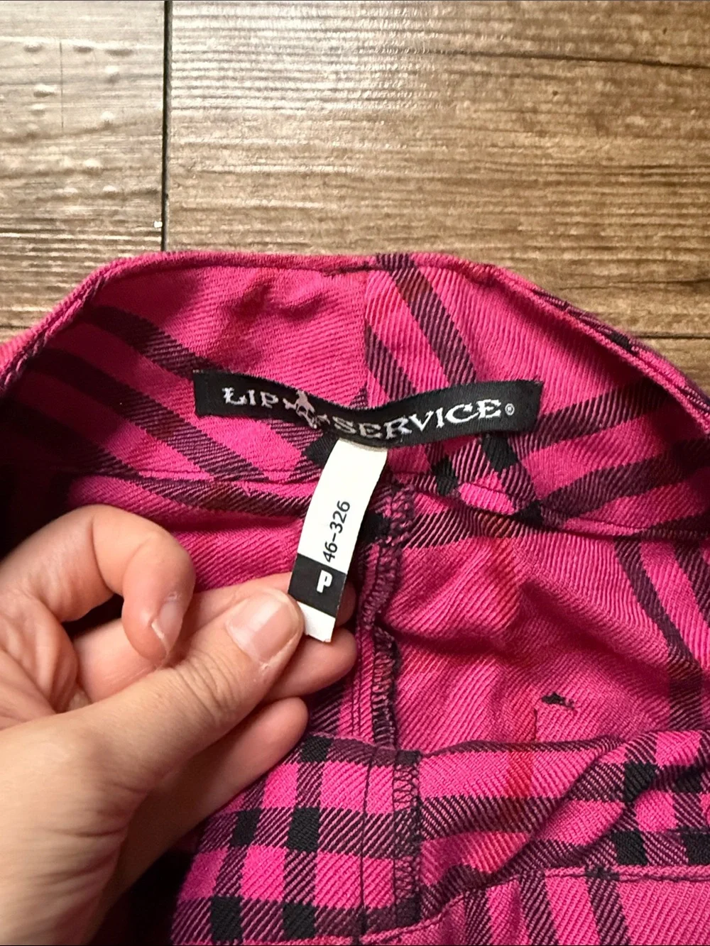 Rare 2000's Lip Service Pink Plaid Bondage Pants - Picture 2 of 4